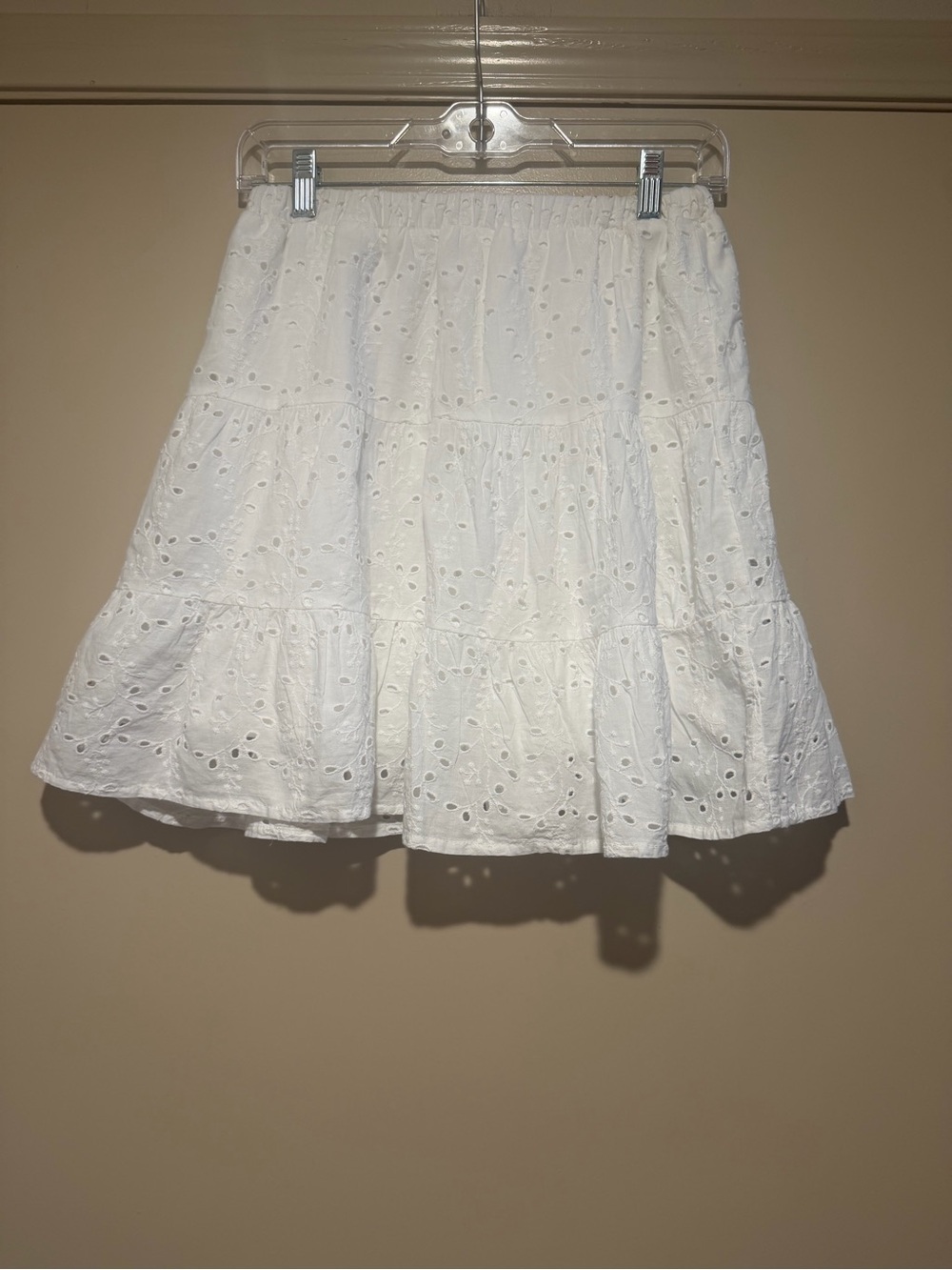 Japna White Eyelet Tiered Skater Skirt